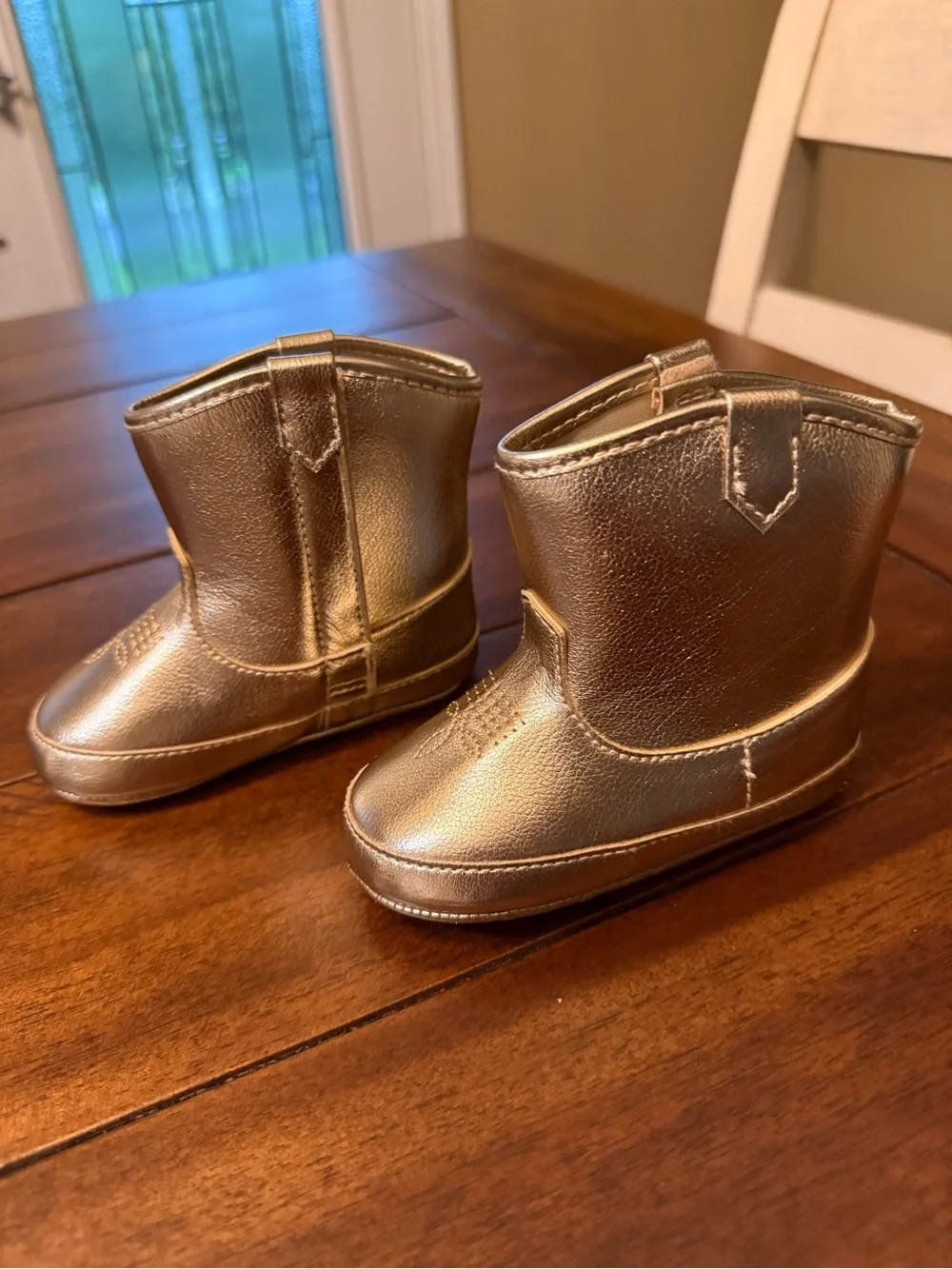 Janie and Jack Metallic Gold Cowboy Booties - 12-18M NWOT